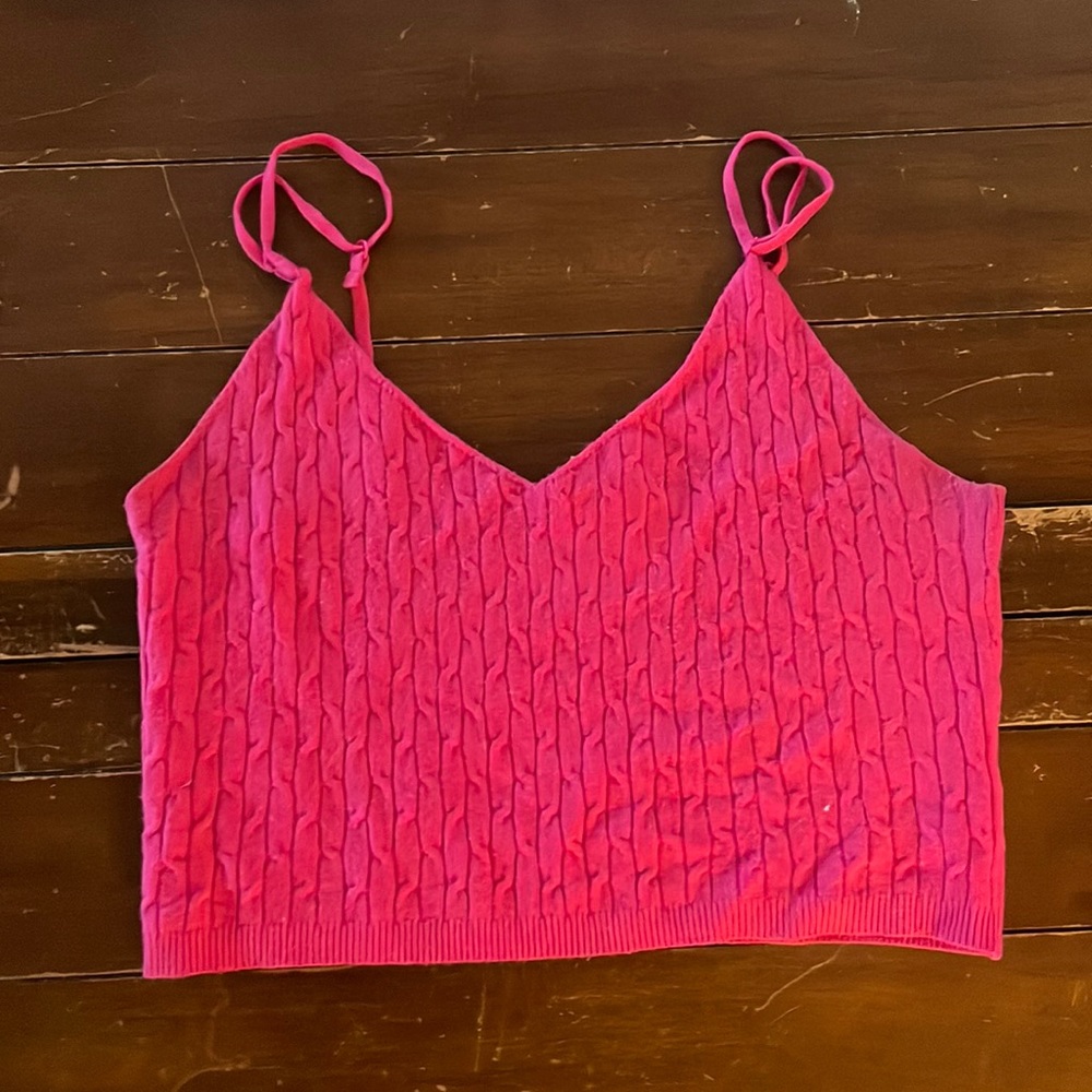 Daisy Pink Knitted Crop Tank